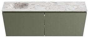 Mondiaz Ture DLux toiletmeubel 120cm army met wastafel glace links met kraangat