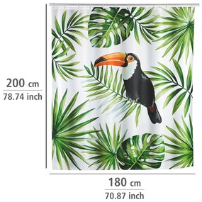 Wenko douchegordijn 180x200cm Tucan inclusief ringen