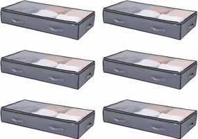 VEVOR Onderbed Opbergtas 6-pack (996 x 500 x 180 mm) Onderbedcontainer met transparante deksels (90 L), Opbergdoos Organizer voor Kleding Schoenen Slaapkamer