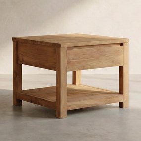 Tower Living Bijzettafel Teakhout Met Lade Corona - 60 X 60cm.