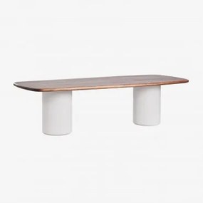 Rectangulaire Eettafel 270x110 Cm Van Acaciahout Bogota Donker Acaciabruin & Wit - Sklum