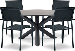Tuinset Ronde Tuintafel 4 personen 120 cm Aluminium Grijs  Presto Brentino/Xento