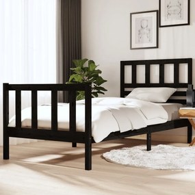vidaXL Bedframe massief hout zwart 90x190 cm 3FT single