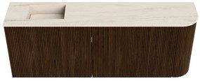 Mondiaz Joya DLux 110cm toiletmeubel ronding rechts walnut met wastafel faye links 1 kraangat meli