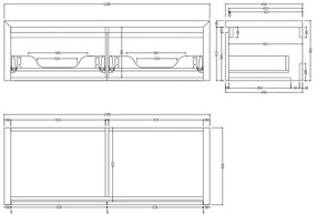 Gliss Design Ares badmeubel 120cm 2 lades castle brown zonder waskom