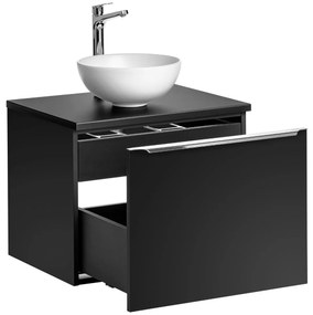 Comad Santa Fe Black badkamermeubel 60cm zwart mat met mat witte waskom