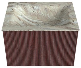 Mondiaz Kurve-dlux 60cm badmeubel ruby met 1 lade en wastafel cloud midden zonder kraangat glace