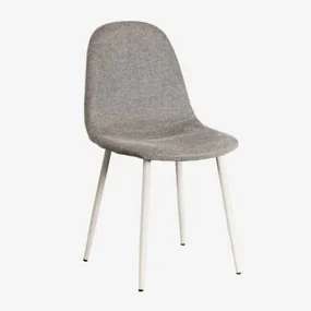 Set Van 4 Eetkamerstoelen In Stof En Staal Glamm Deluxe Beige – Crème & Stof Zandbruin - Sklum