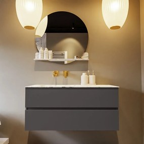 Mondiaz Vica DLux badmeubel 110cm dark grey 2 lades met wastafel glace links zonder kraangat
