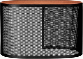 Ovale metalen salontafel Pausilius met houten tafelblad