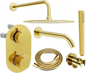Mexen Kai DR70 inbouw bad-douche set met regendouche 30 cm, goud - 77602DR70301-50