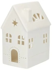 Waxinelichthouder, porselein, huisje met ster, 14 cm
