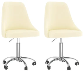 vidaXL Eetkamerstoelen draaibaar 2 st stof crèmekleurig