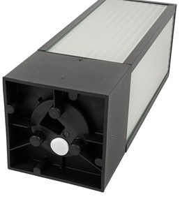 Staande buitenlamp zwart met ribbel glas 40 cm IP44 - Charlois