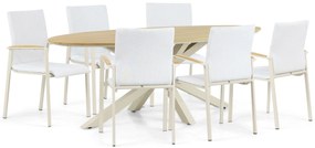Tuinset 6 personen 220 cm Aluminium/textileen Taupe Lifestyle Garden Furniture Brandon/Matara