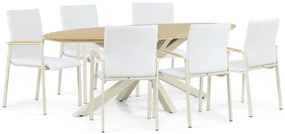 Tuinset 6 personen 220 cm Aluminium/textileen Taupe Lifestyle Garden Furniture Brandon/Matara