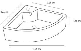 Differnz Keres Hoekfonteinset 12,5X32X32cm Keramiek Wit