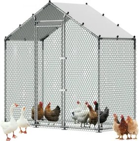 VEVOR Kippenhok, 2 x 1 x 2 m, inloopren voor kippen met waterdichte afdekking en stevig frame, pluimveekooi met schuin dak, pluimveehok voor konijnen, kippen en ganzen