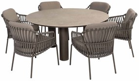 4 Seasons Outdoor Arizona tafel met rond keramisch blad zandkleur Ø 160 cm  Tuintafel    bruin weerbestendig