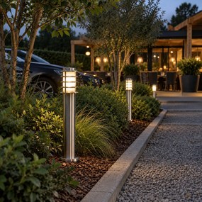 Set van 3 Soll 2 Tuinlamp RVS 65cm Tuinverlichting Zilver E27