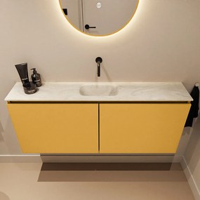 Mondiaz Ture DLux toiletmeubel 120cm ocher met wastafel ostra midden zonder kraangat