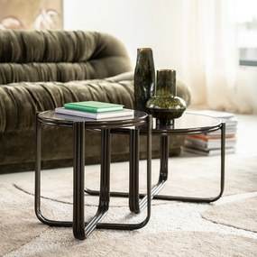 Retro Salontafel Glas Bruin - 63 X 63cm.