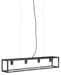 Eettafel / Eetkamer Industriële hanglamp zwart 4-lichts - Cage 4 Industriele / Industrie / Industrial E27 Binnenverlichting Lamp