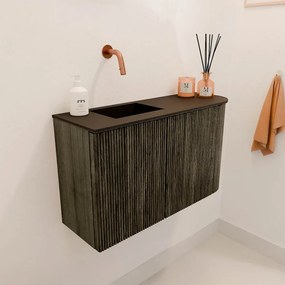 Mondiaz Joya 70cm toiletmeubel ronding rechts shadow met wastafel faye links zonder kraangat urban
