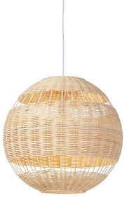 Eettafel / Eetkamer Landelijke hanglamp wit met rotan - Rattan Art Deco E27 rond Binnenverlichting Lamp