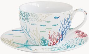 Porseleinen koffiekopje Under The Sea met schoteltje