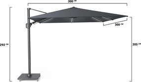 Platinum Challenger zweefparasol T2 3x3m (excl. voet) anthtracie GLOW