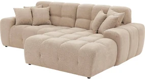 Goossens Excellent Bank Kubus - 30 X 30 Cm Stiksel wit, stof, 1,5-zits, modern design met chaise longue rechts