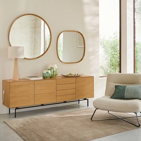 Organische spiegel, massief eikenhout en MDF, H80cm, Orion
