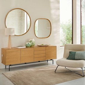 Organische spiegel, massief eikenhout en MDF, H80cm, Orion