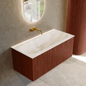 Mondiaz Kurve-dlux 100cm badmeubel ruby met 1 lade en wastafel big medium midden zonder kraangat frappe