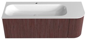 Mondiaz Kurve 125cm badmeubel ronding rechts ruby met 1 lade en deur en wastafel big medium kraangat links