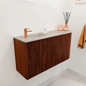 Mondiaz Joya DLux 80cm toiletmeubel ronding rechts ruby met wastafel faye links 1 kraangat opalo
