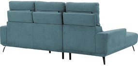 Goossens Excellent Bank Princess blauw, stof, 3-zits, elegant chic met chaise longue links