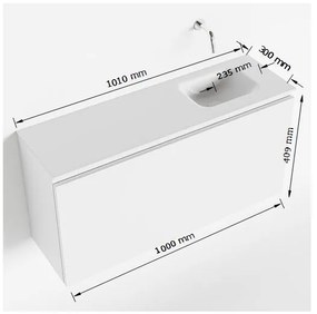 Mondiaz Olan 100cm toiletmeubel talc met wastafel urban rechts geen kraangat