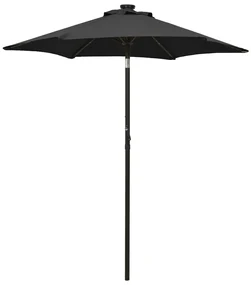 vidaXL Parasol met LED-verlichting 200x211 cm aluminium zwart