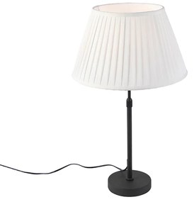 Stoffen Tafellamp zwart met plisse kap crème 35 cm verstelbaar - Parte Landelijk / Rustiek E27 cilinder / rond rond Binnenverlichting Lamp