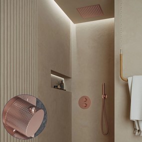 Saniclear Cube Curved inbouw regendouche rond met inbouw douchekop 30x30cm geborsteld koper