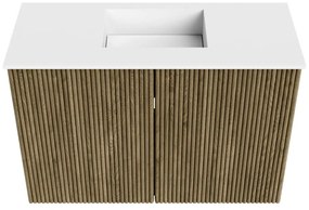 Mondiaz Joya 60cm toiletmeubel dusk met wastafel faye midden zonder kraangat talc