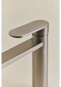 Badkamermeubelset Van Hout En Essenhoutfineer Met Geïntegreerde Wastafel Ona Wit & Spiegelloze & Geborsteld Grijs ↑20 Cm - Sklum