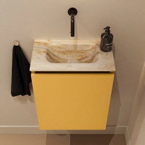 Mondiaz Ture DLux toiletmeubel 40cm ocher met wastafel frappe midden zonder kraangat