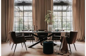 Goossens Eetkamerstoel Rob bruin velvet stof met armleuning, urban industrieel