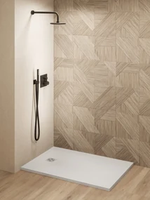 Saniclear Lino douchebak 120x70cm met stone finish wit
