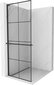 Mexen Kioto+ L douchewand met plank Walk-in 70 x 200 cm, zwart raster, zwart - 800-070-123-70-77