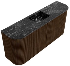 Mondiaz Joya DLux 95cm toiletmeubel ronding links/rechts walnut met wastafel faye midden 1 kraangat lava