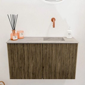Mondiaz Joya DLux 70cm toiletmeubel dusk met wastafel faye rechts zonder kraangat glace